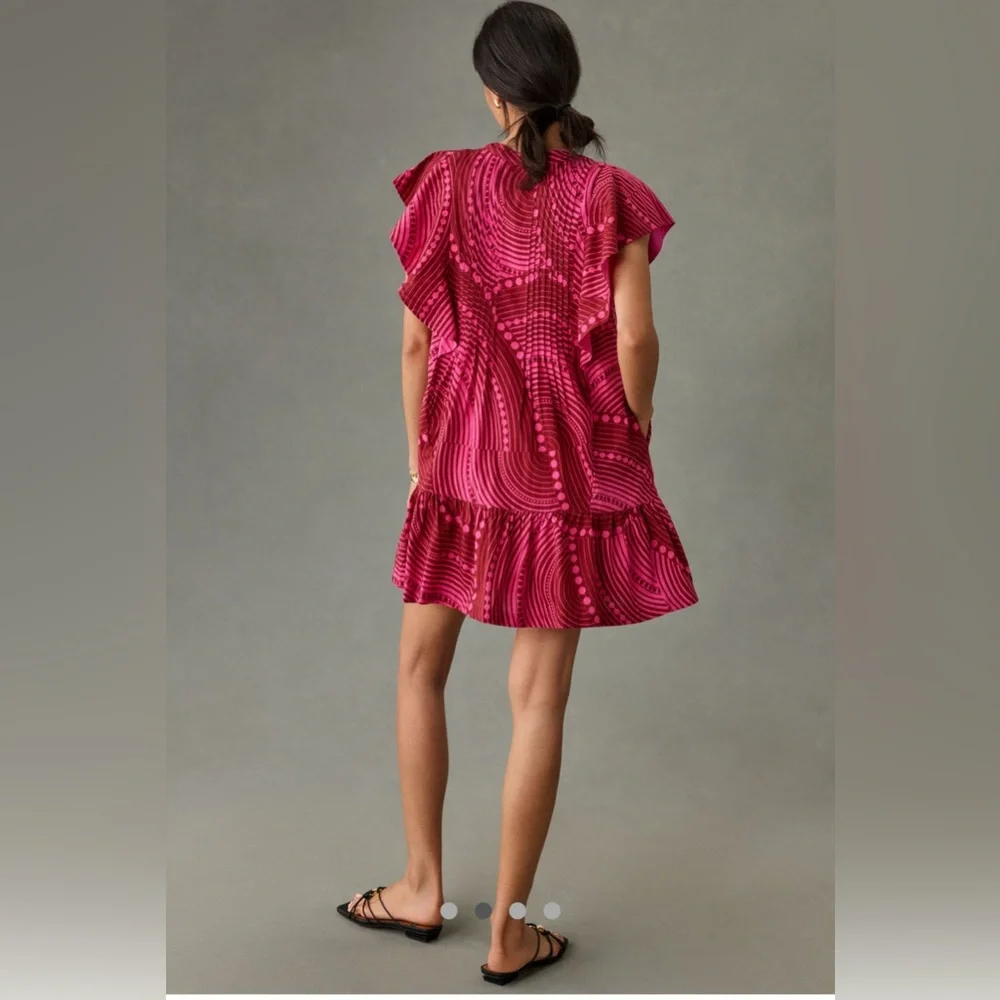 Pink Ruffled Mini Dress - Picture 2 of 4